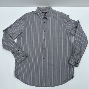 Structure Dress Shirt Mens XL Modern Fit Grey Stripe Long Sleeve 90s Y2K